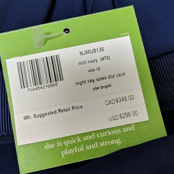 Kate Spade Navy Night Sky Lurex Dot Silk Skirt, 12 - Picture 6 of 6